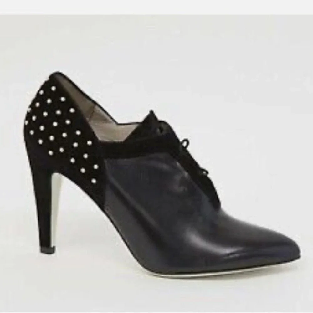 Jason Wu All Leather Gold Studded Made in Italy Bootie in Black 36.5